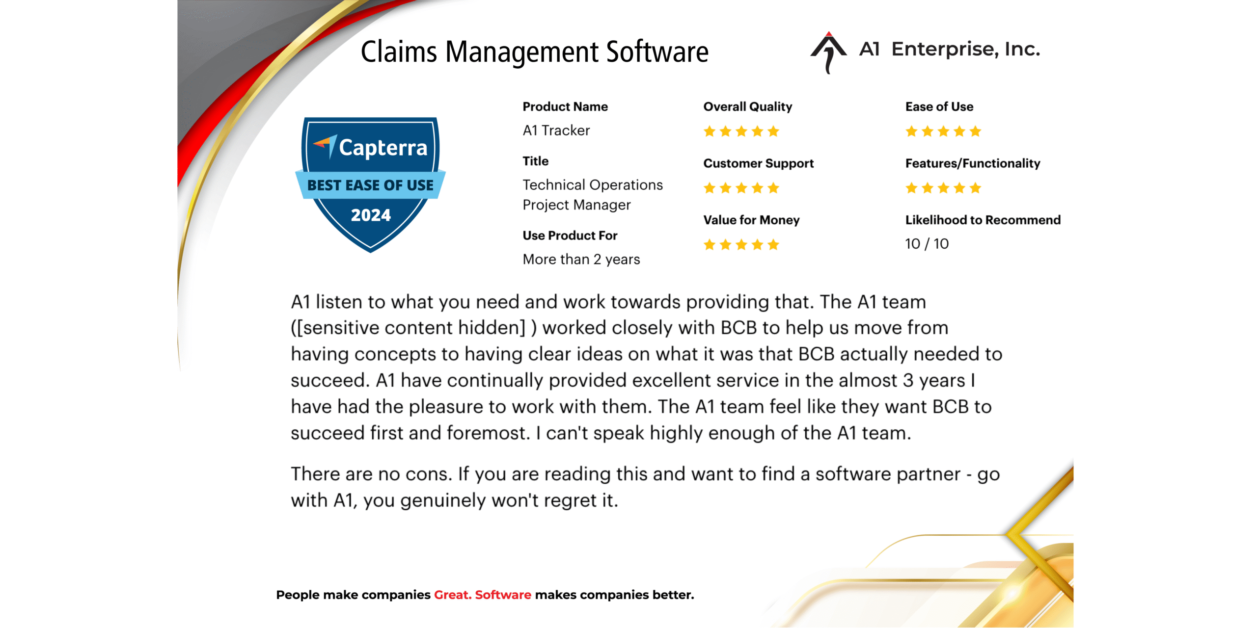 A1 Tracker Customer Product Review Claims Management Software